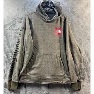 The North Face Hoodie Mens Large Sweatshirt Logo Pullover Kangaroo Pockets Khaki